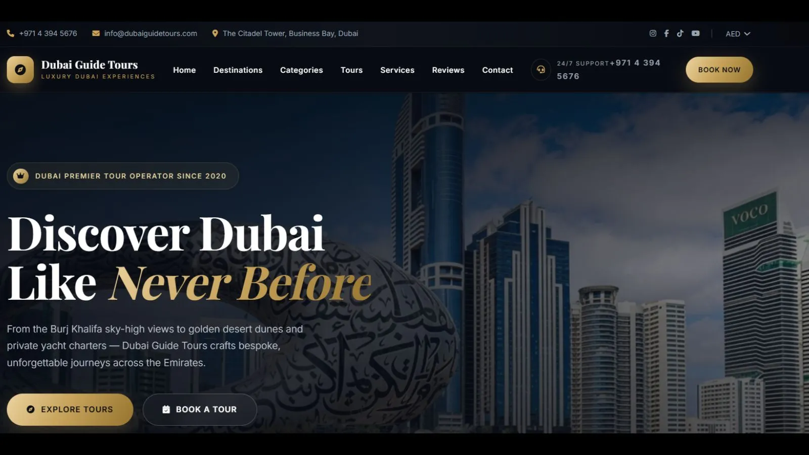 Dubai Guide Tours website - 162-page tour booking platform
